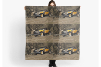 Classic cars printed on scarves